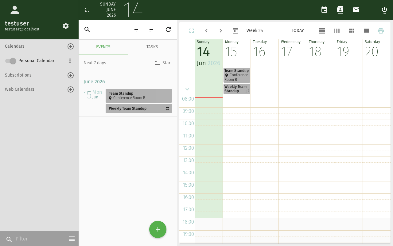 Calendar module in sidebar