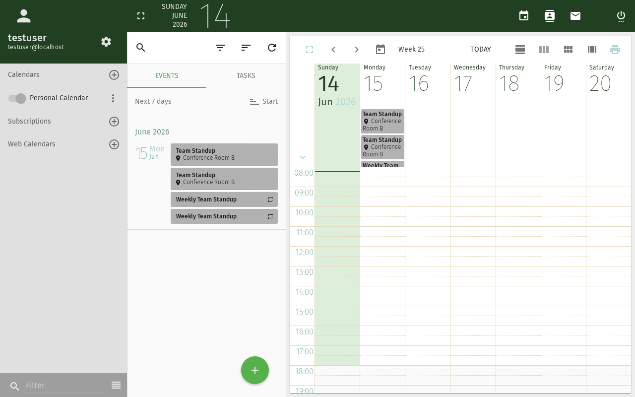 Calendar settings with sharing options