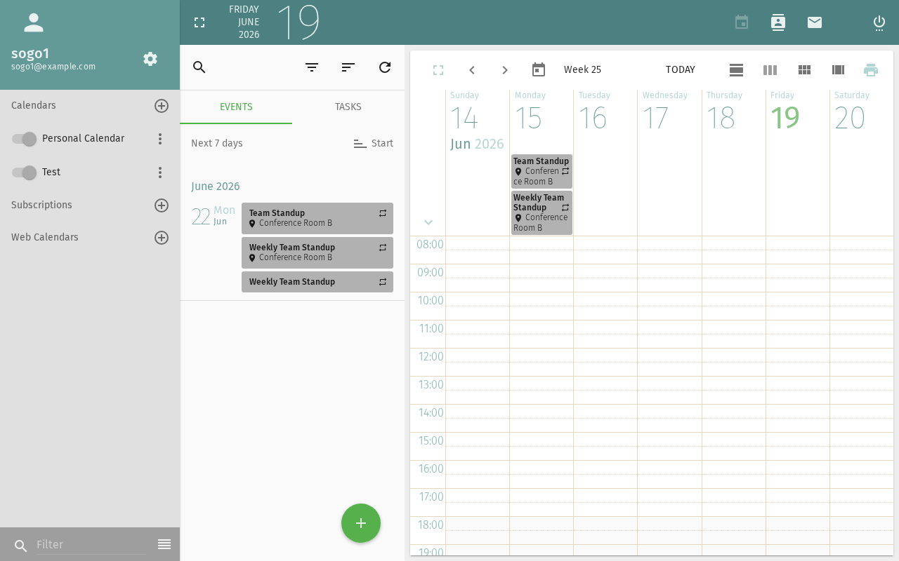 Recurring event saved in calendar